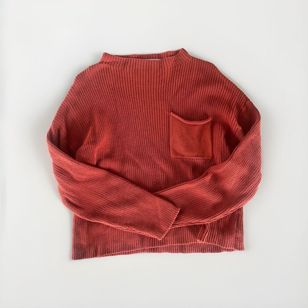 Prinbara Orange Mock Neck Sweater Womens Medium